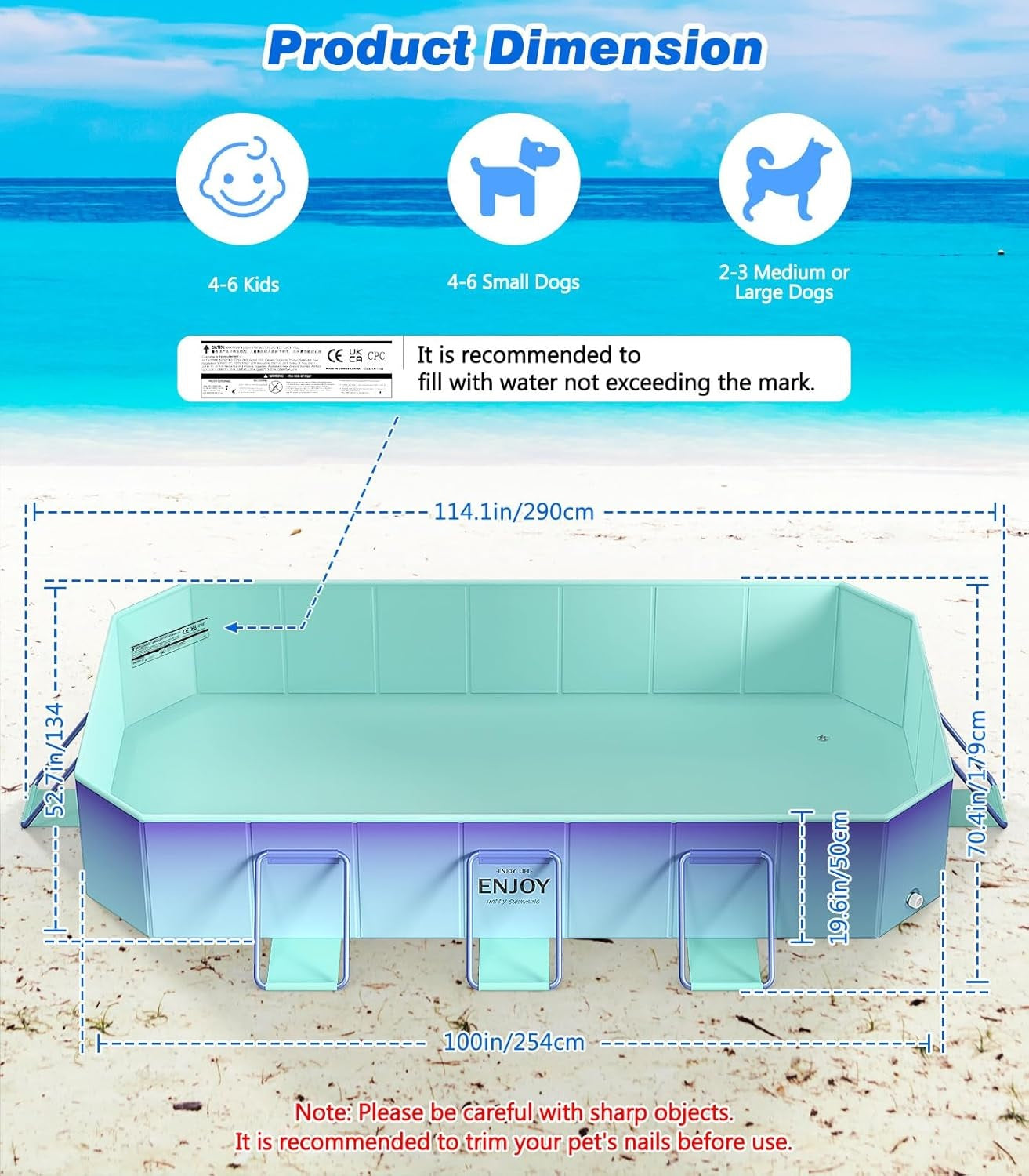 MoKo Non-Inflatable Swimming Pool for Kids, Glacial Blue