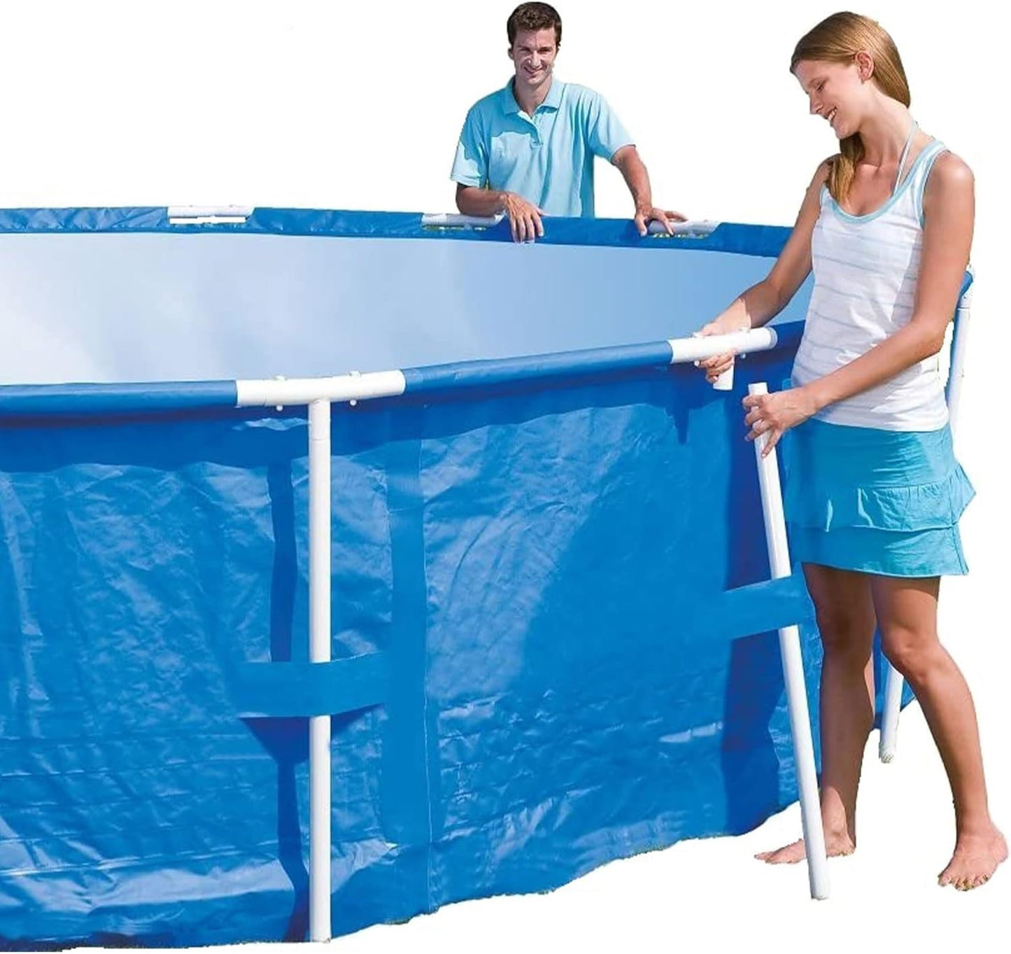 Bestway Steel Pro 15’ x 48" Round Metal Steel Frame Above Ground Outdoor Backyard Family Swimming Pool, Blue